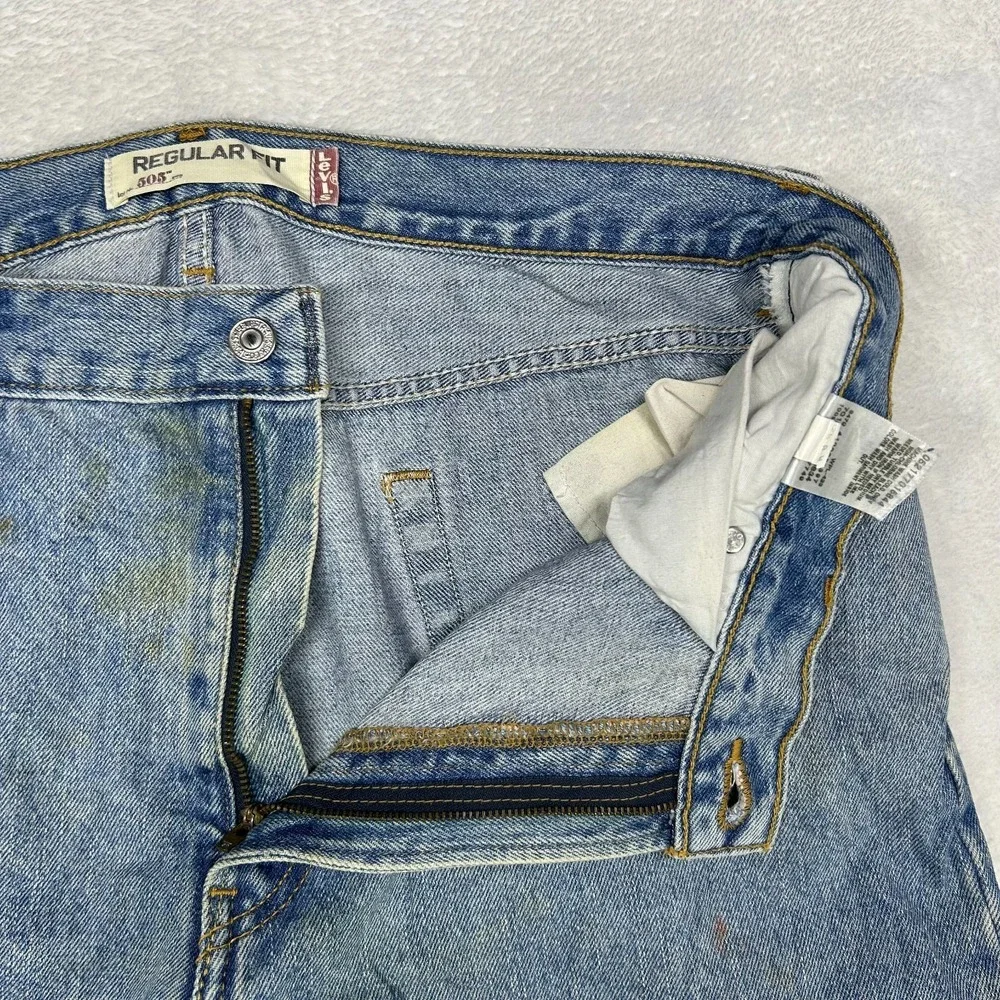 Levi's 505 Regular‎ Fit Jeans Men's Blue Denim Pockets Mid Rise Straight - 36X28
